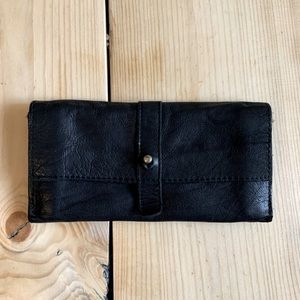 Topshop , black leather and linen slim wallet